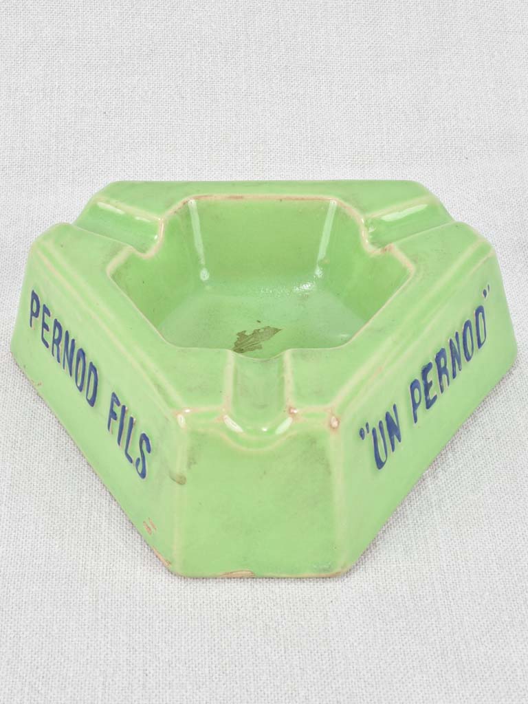 Ashtray (Pernod) green, vintage 5½"