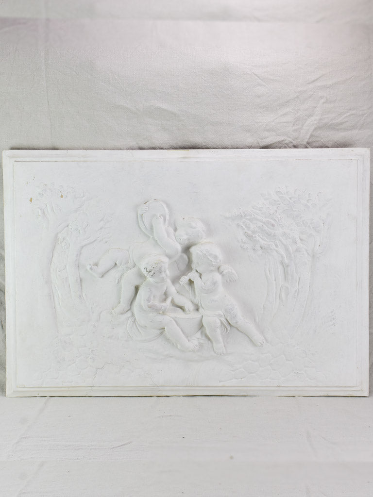 Large boiserie element / wall sculpture with cherubs 38½" x  26½"