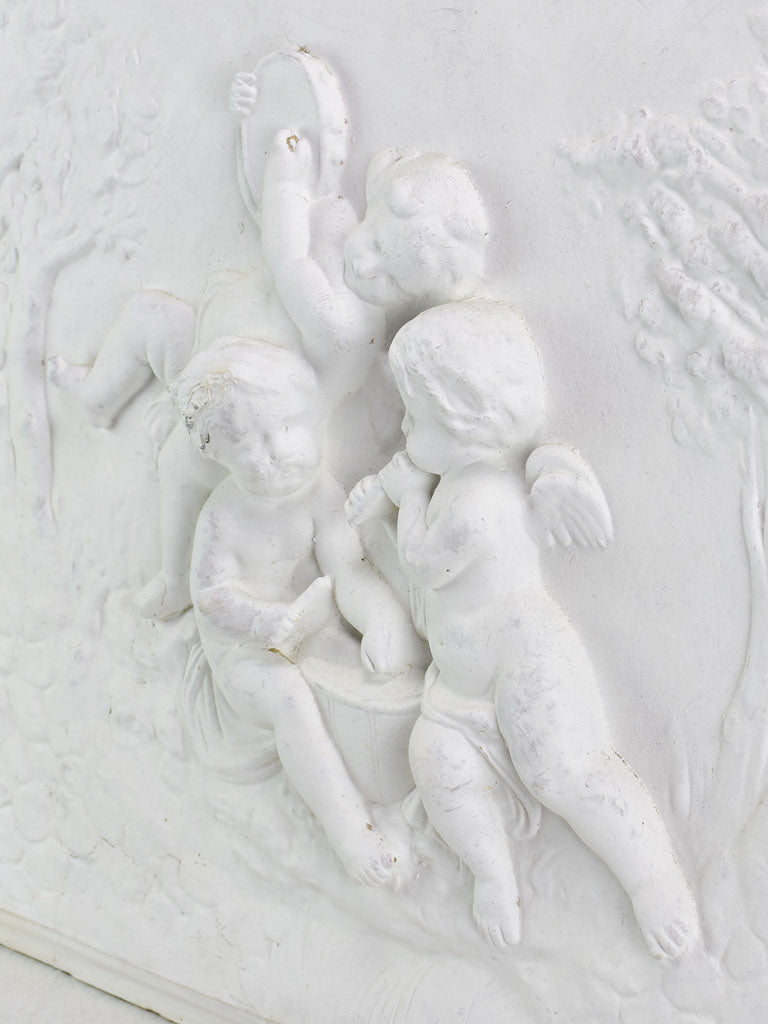 Large boiserie element / wall sculpture with cherubs 38½" x  26½"