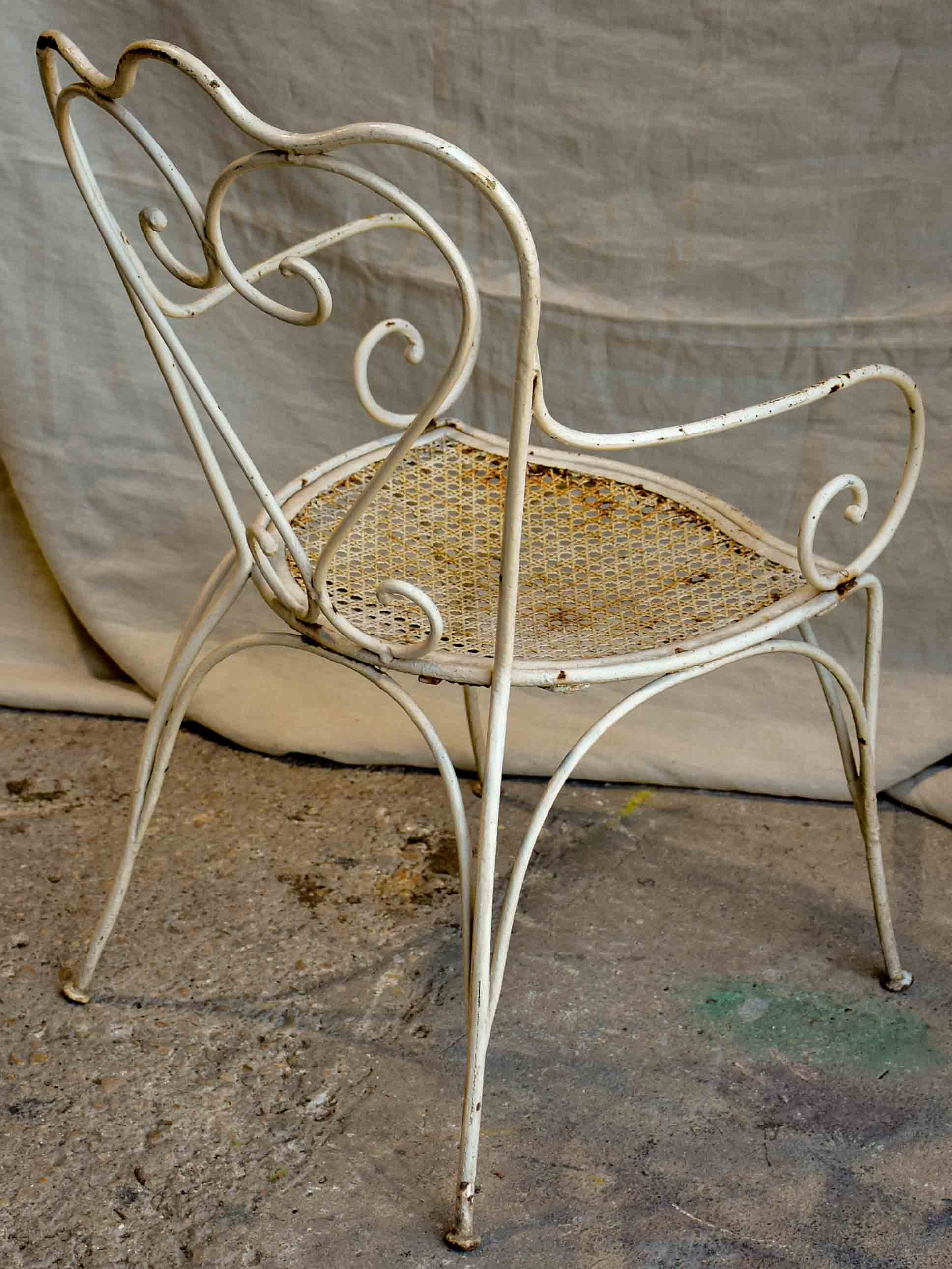 Antique French heart-back garden armchair