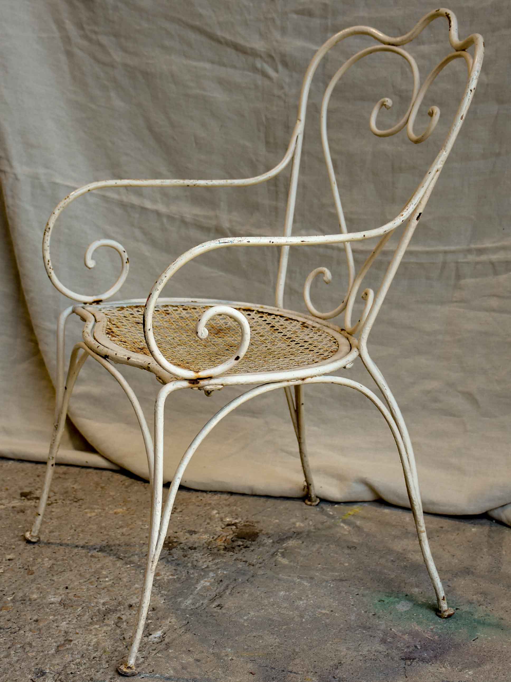 Antique French heart-back garden armchair