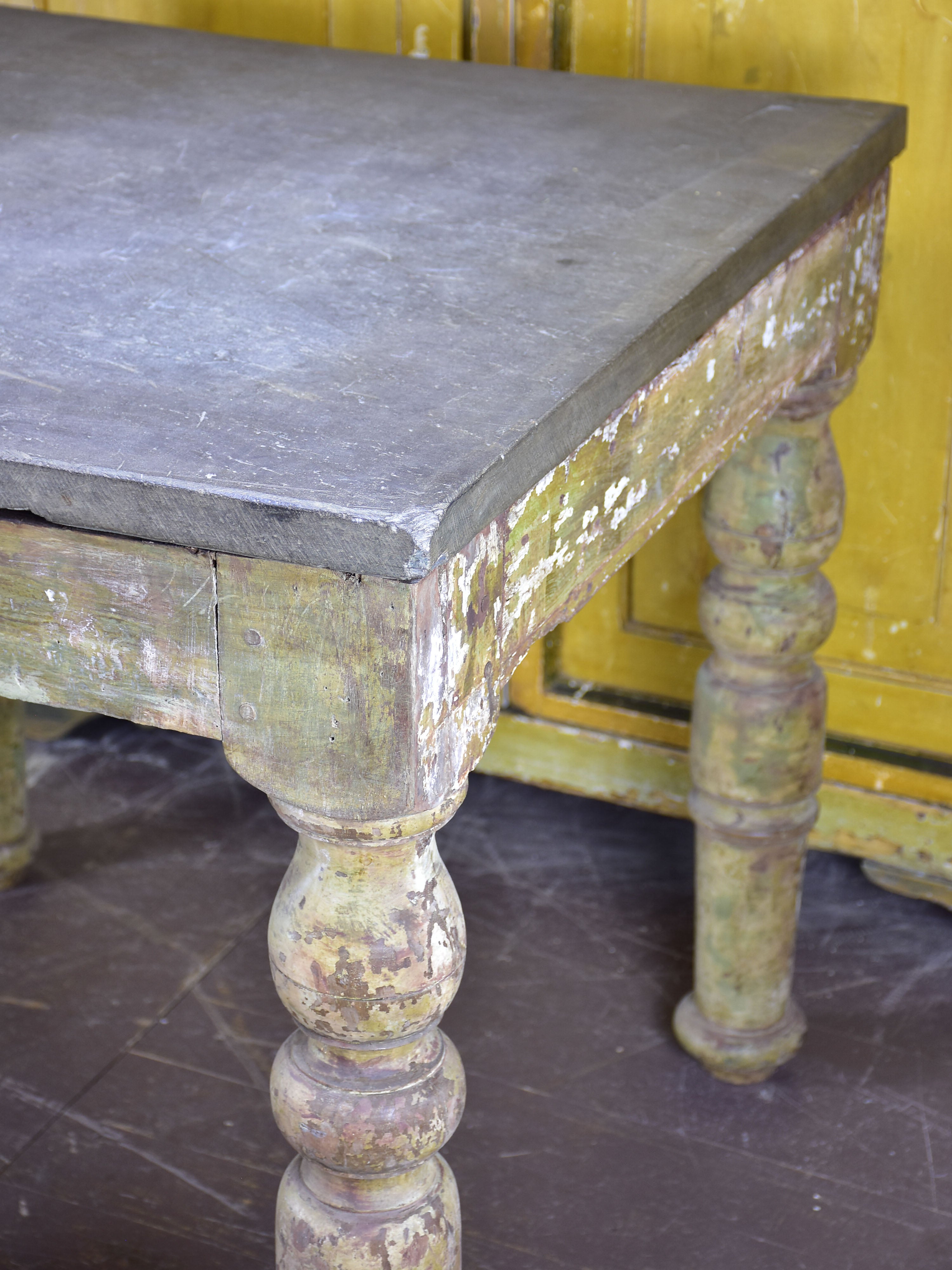 19th century square sculptor's table with slate top