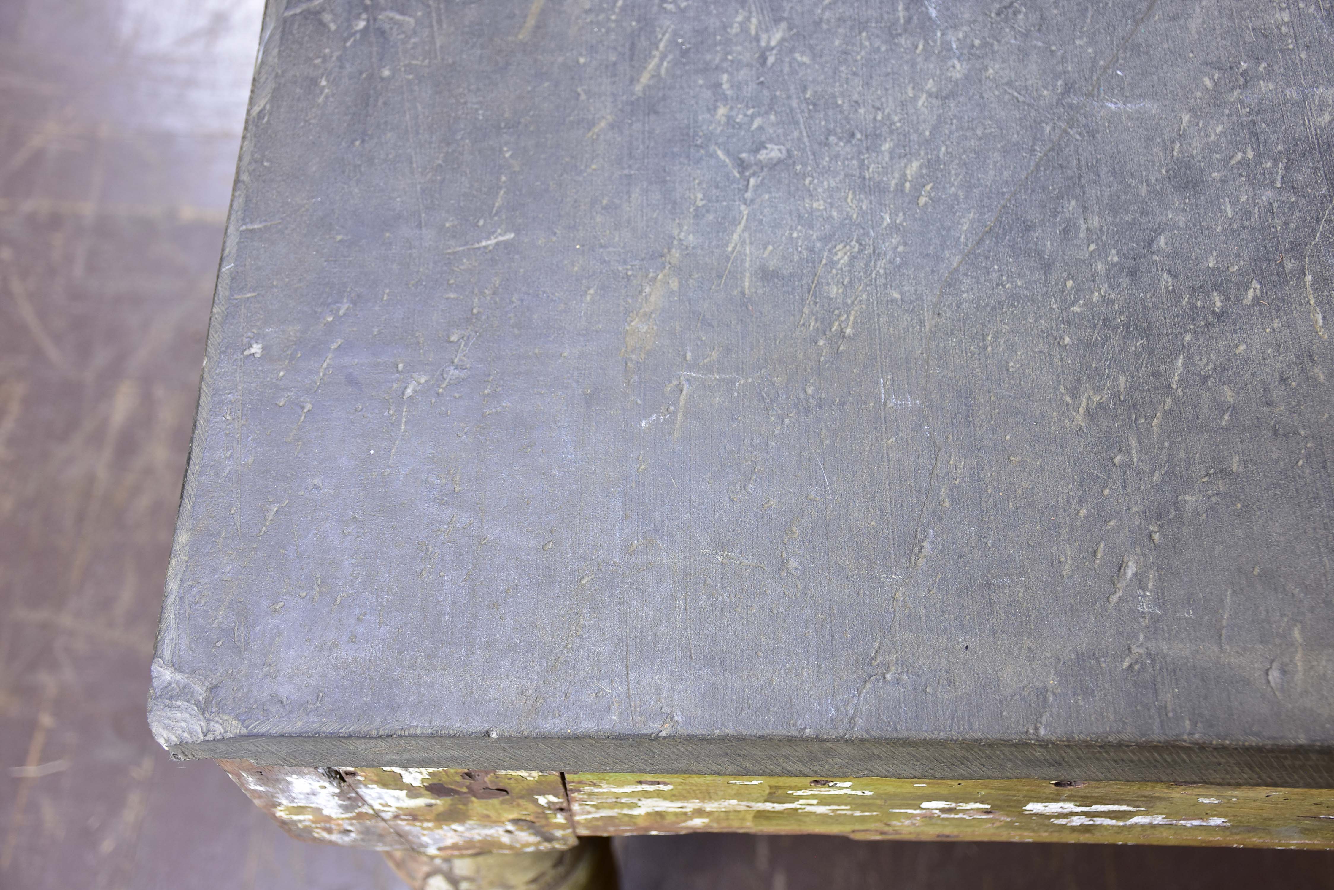 19th century square sculptor's table with slate top