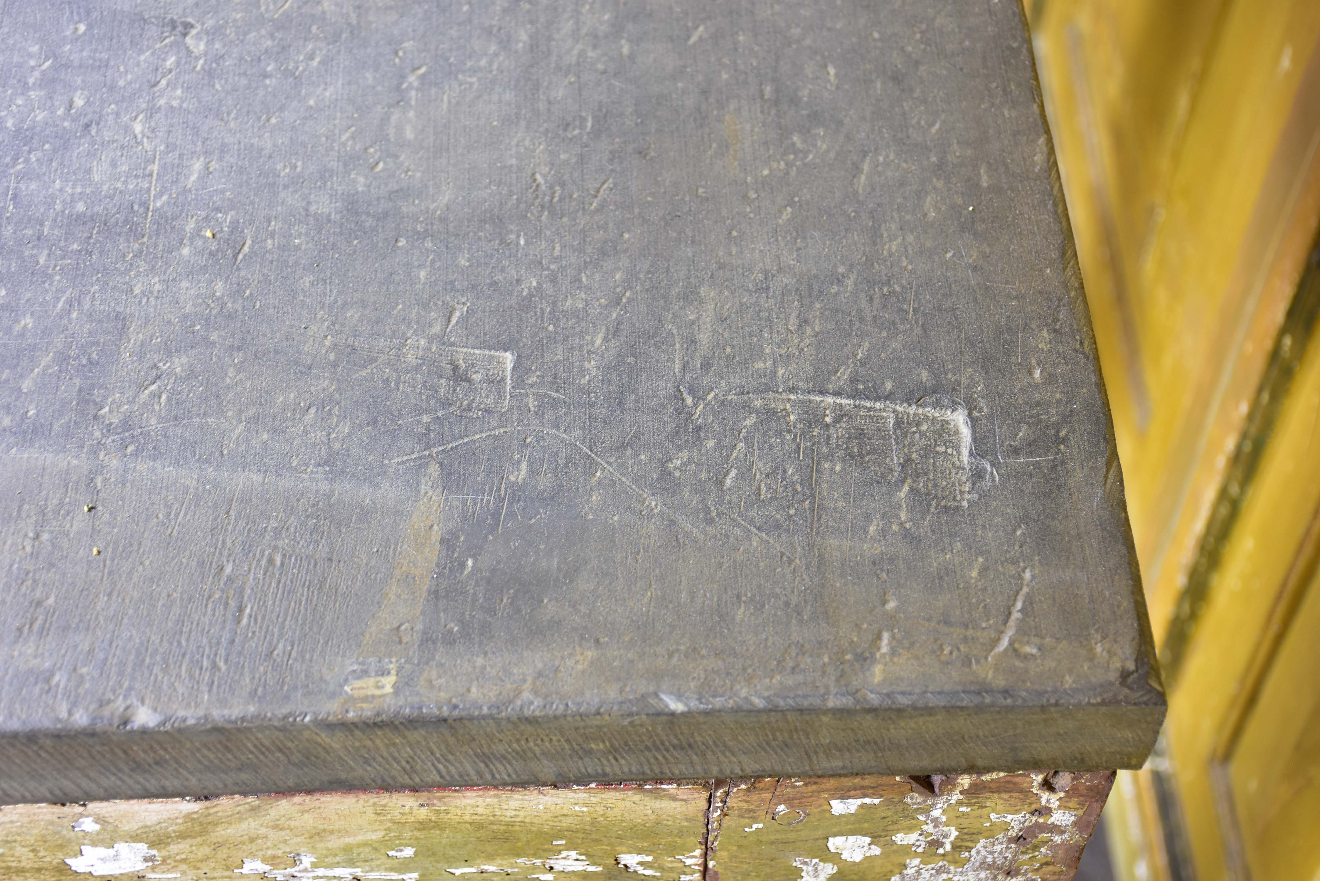 19th century square sculptor's table with slate top