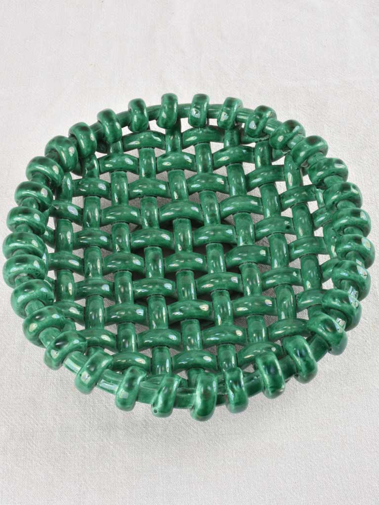 Vintage Jerome Massier Woven Ceramic Bowl