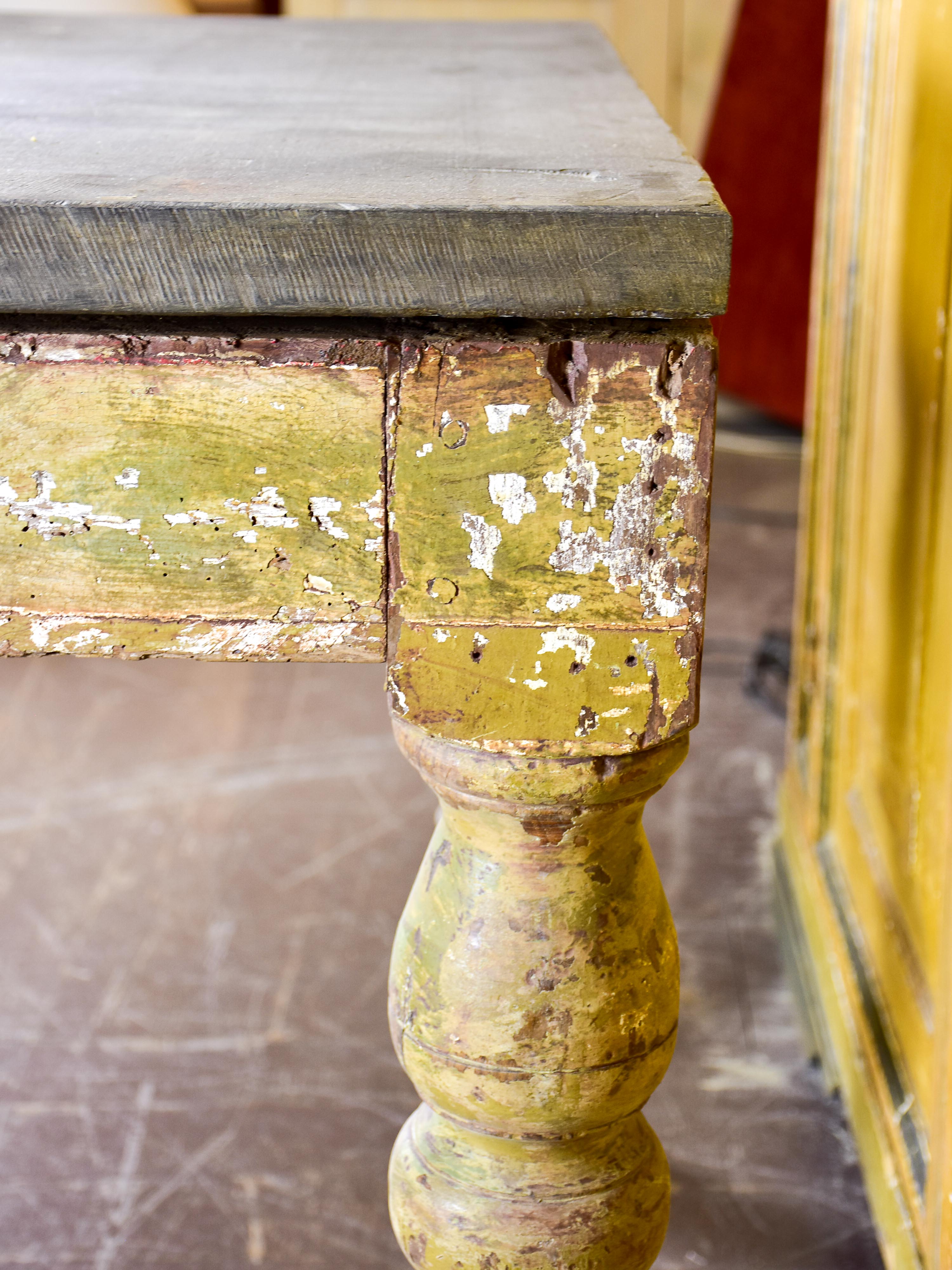 19th century square sculptor's table with slate top