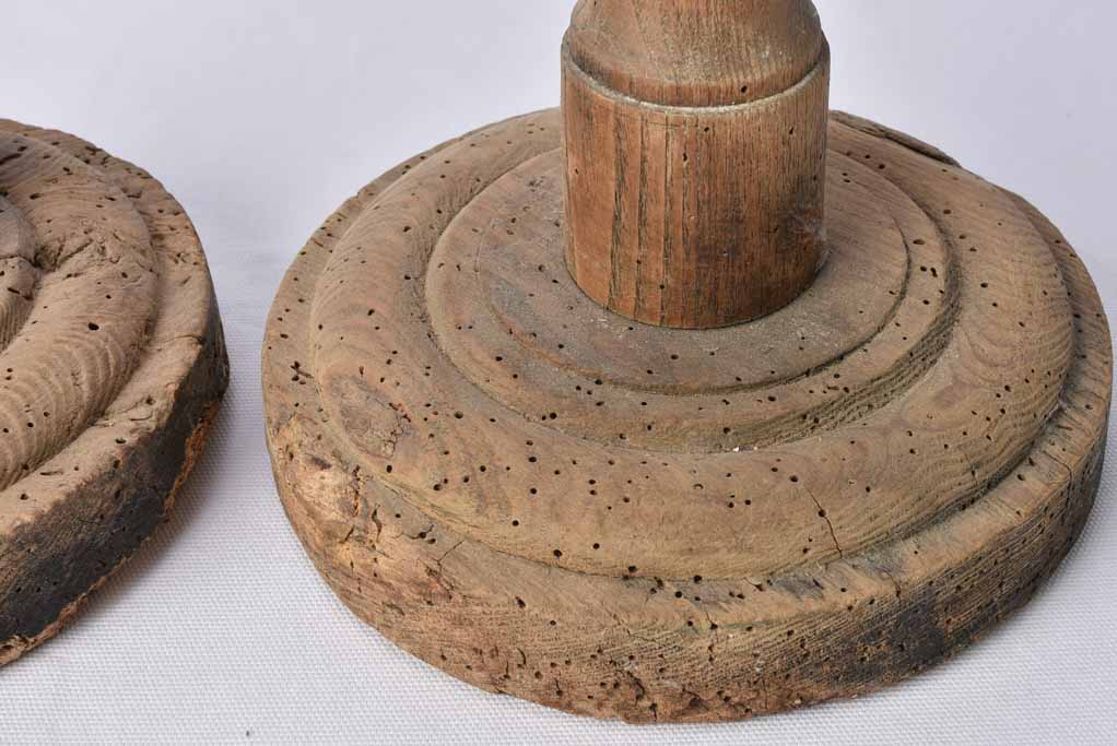 Carved wood pricket church candlesticks