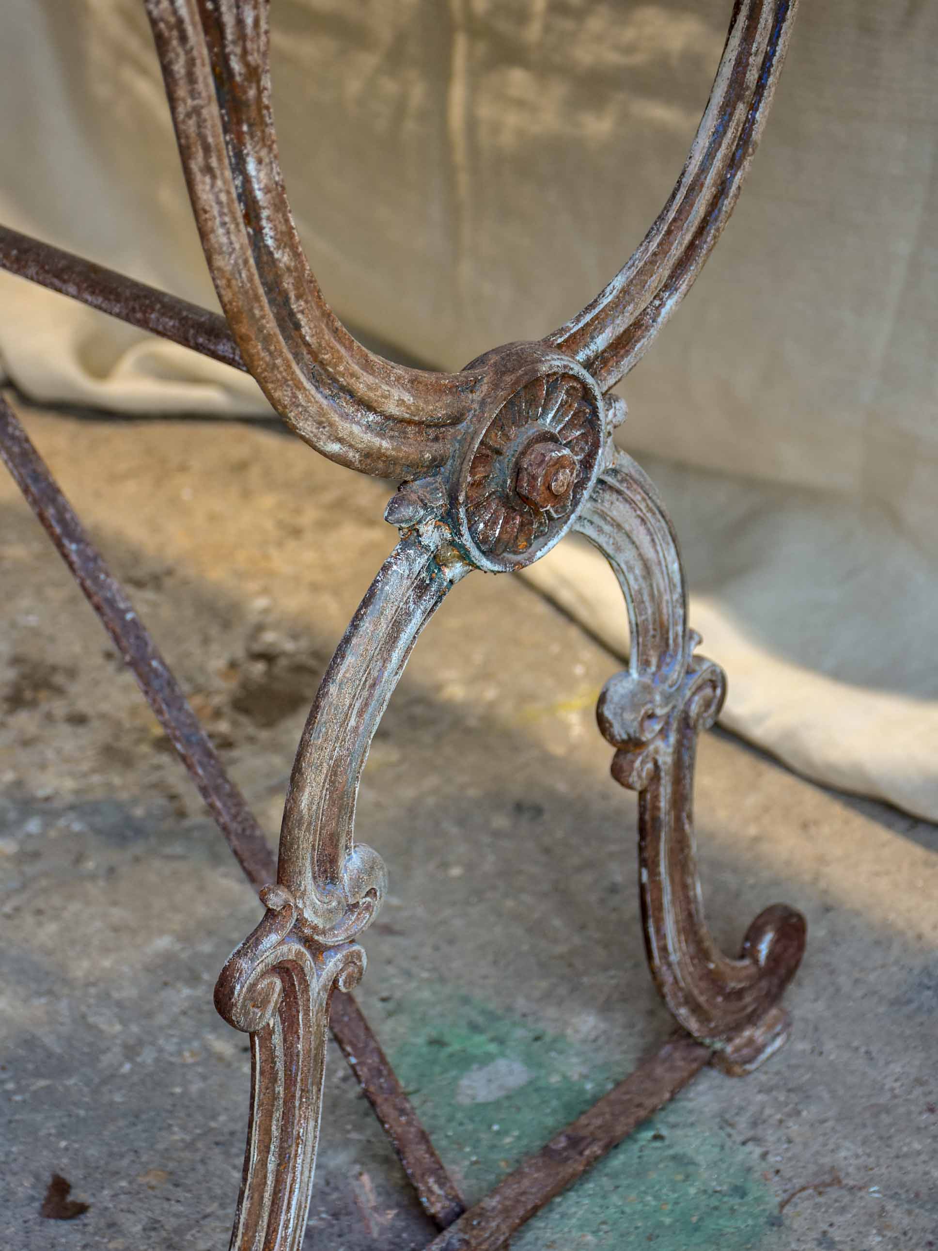 Antique French rectangular garden table with marble top