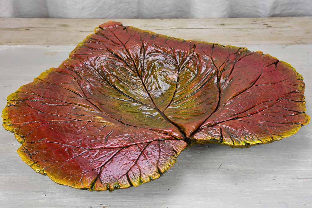 Gallic Artisan-Made Large Cement Leaf Bowl