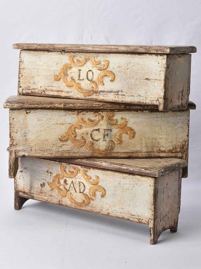 3 rectangular religious trunks - hand painted Italian 20"