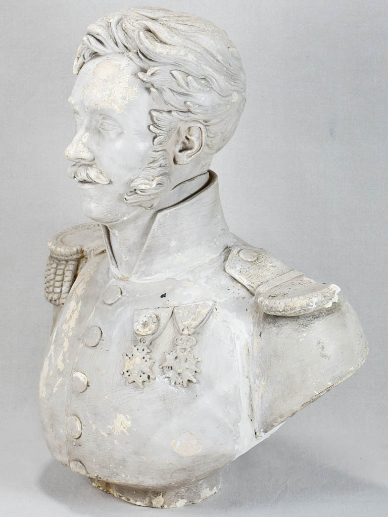 19th-century plaster bust - General Berlier 26"