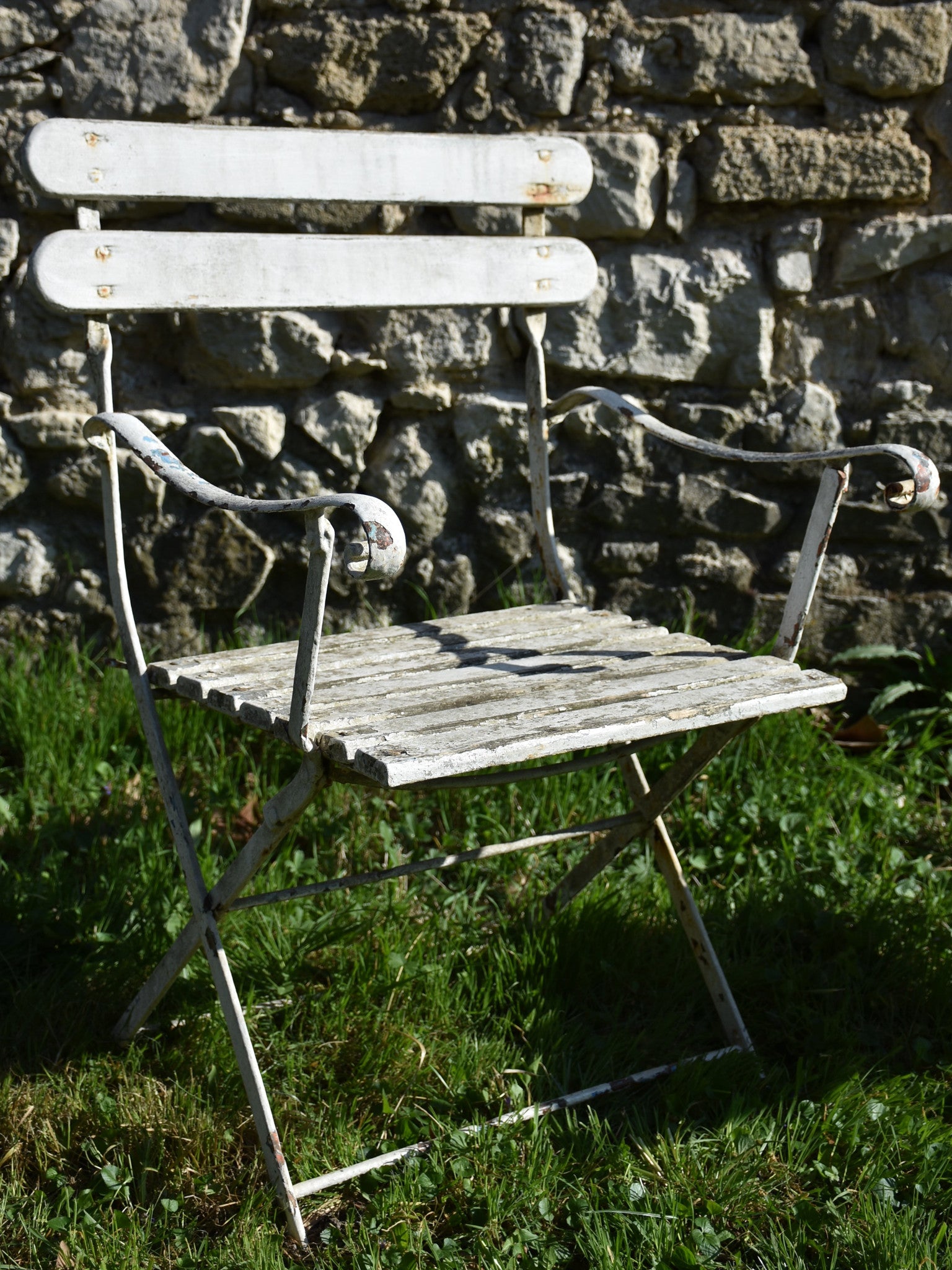 Pair of French garden armchairs - white