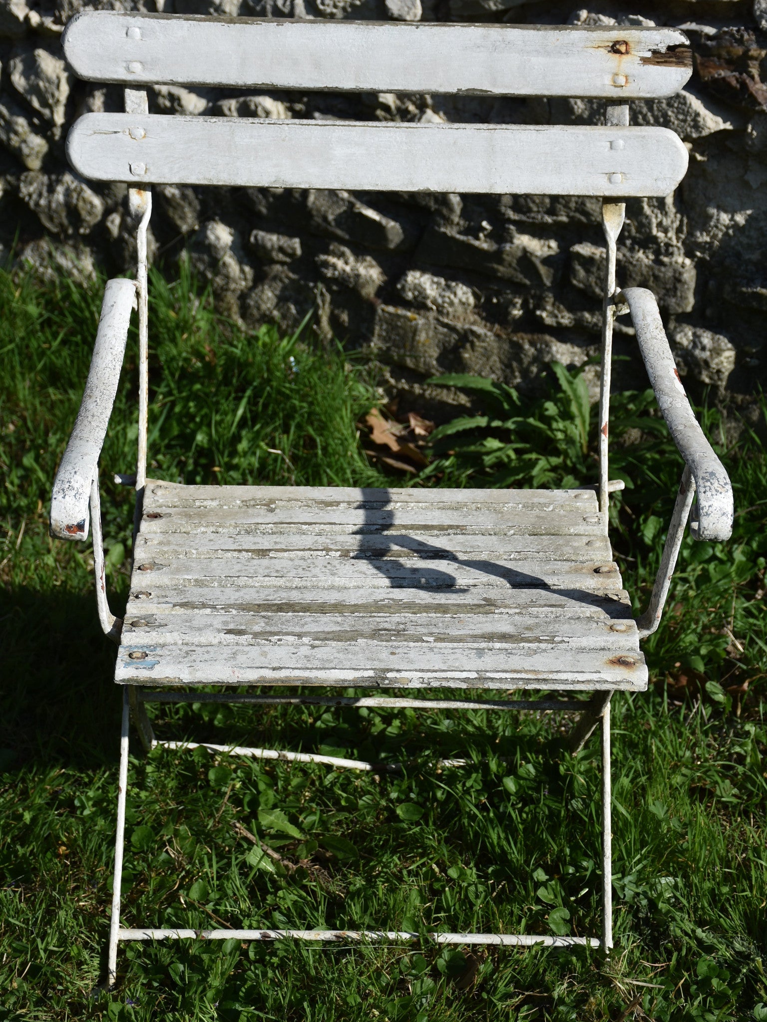 Pair of French garden armchairs - white