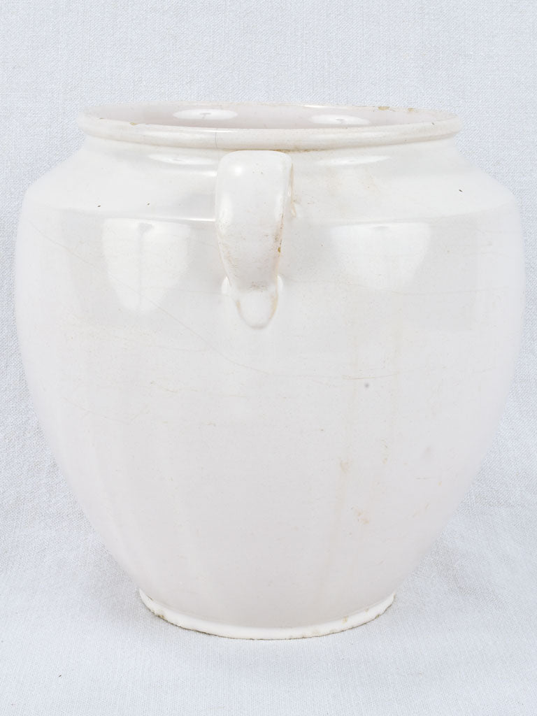 Large antique French egg pot - white 10¼"