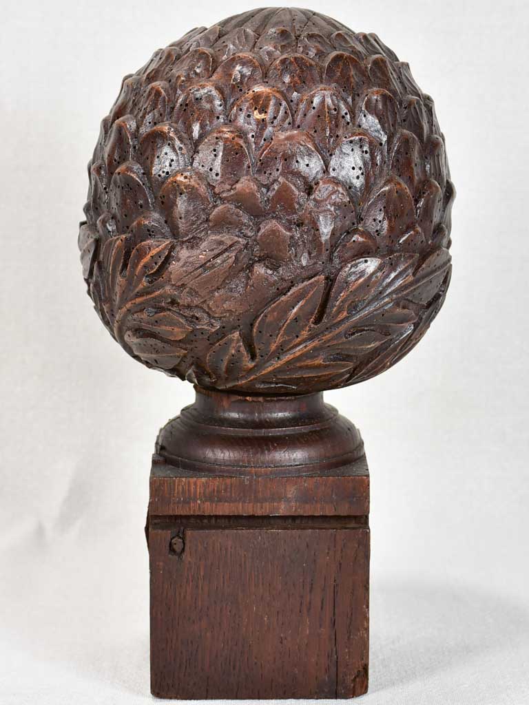 17th-century French sculpture of an artichoke from a church 12½"