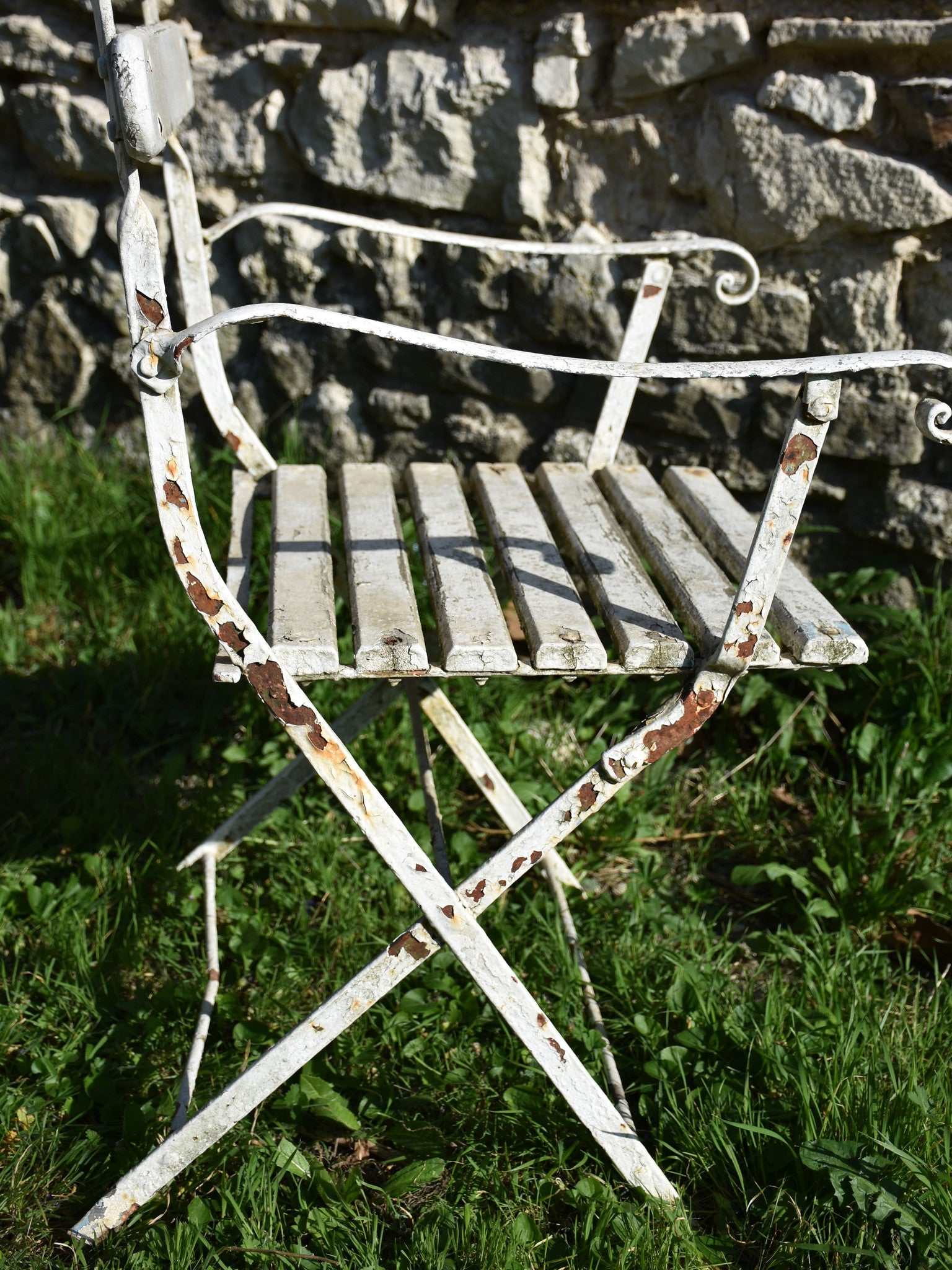 Pair of French garden armchairs - white