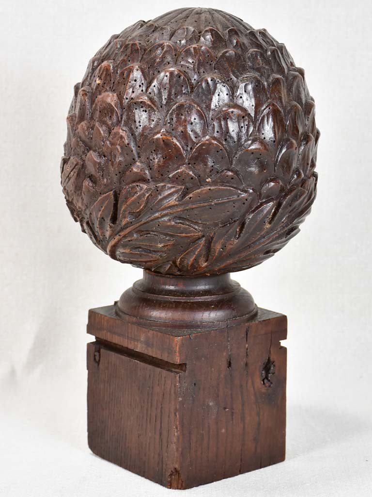 17th-century French sculpture of an artichoke from a church 12½"