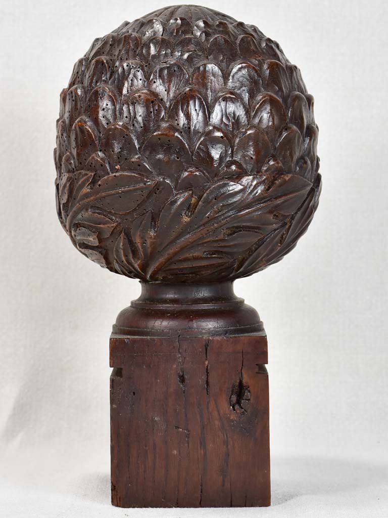 17th-century French sculpture of an artichoke from a church 12½"