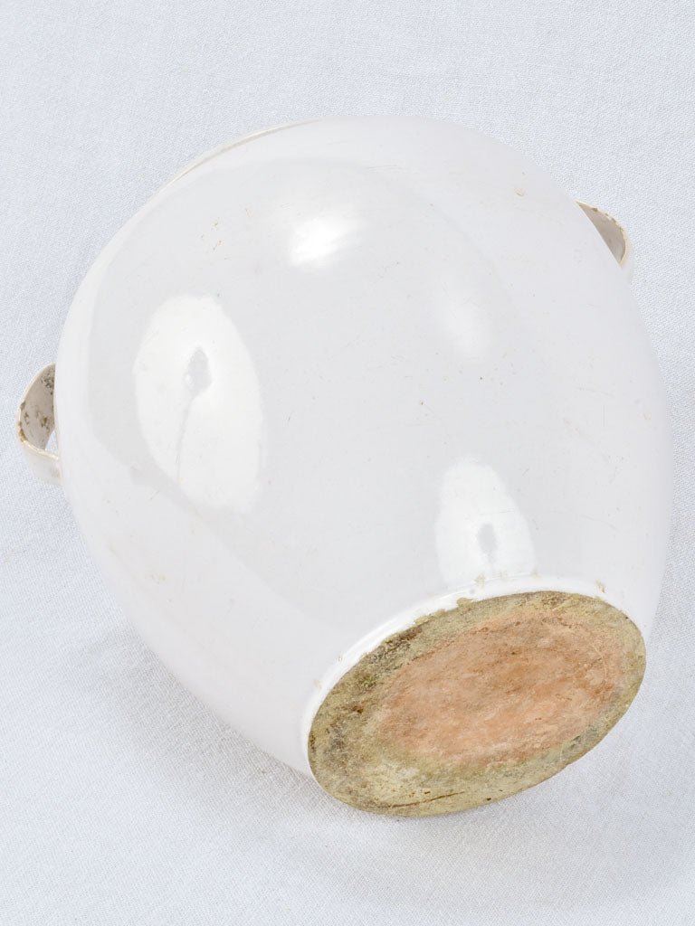 Large antique French egg pot - white 10¼"