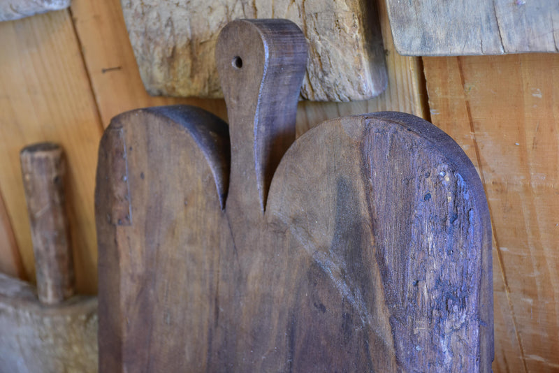 Antique French cutting board with dark timber