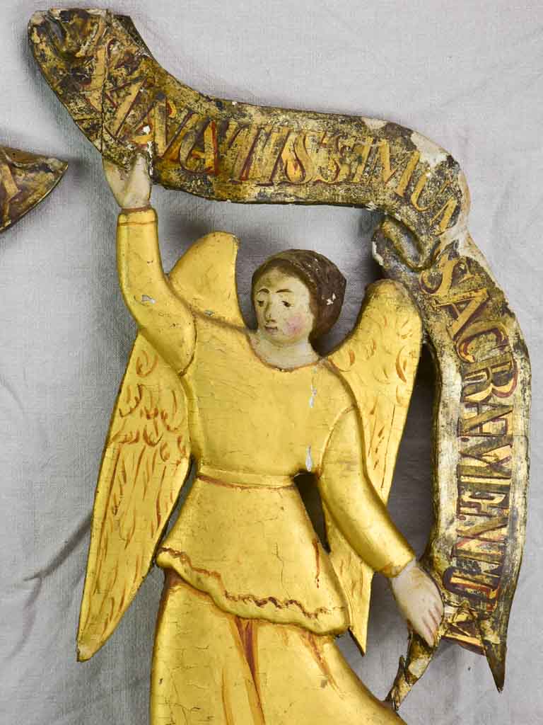 Two antique French gilded angels from a church 33½"