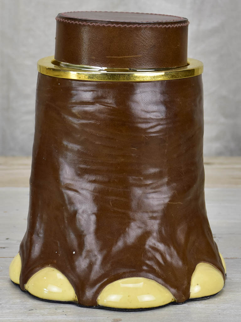 1970's French ice bucket - leather in the shape of an elephant foot