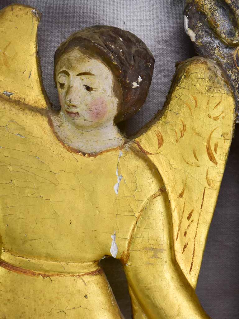 Two antique French gilded angels from a church 33½"