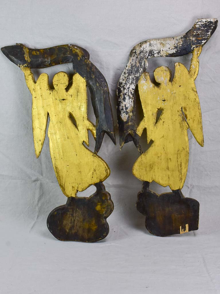 Two antique French gilded angels from a church 33½"