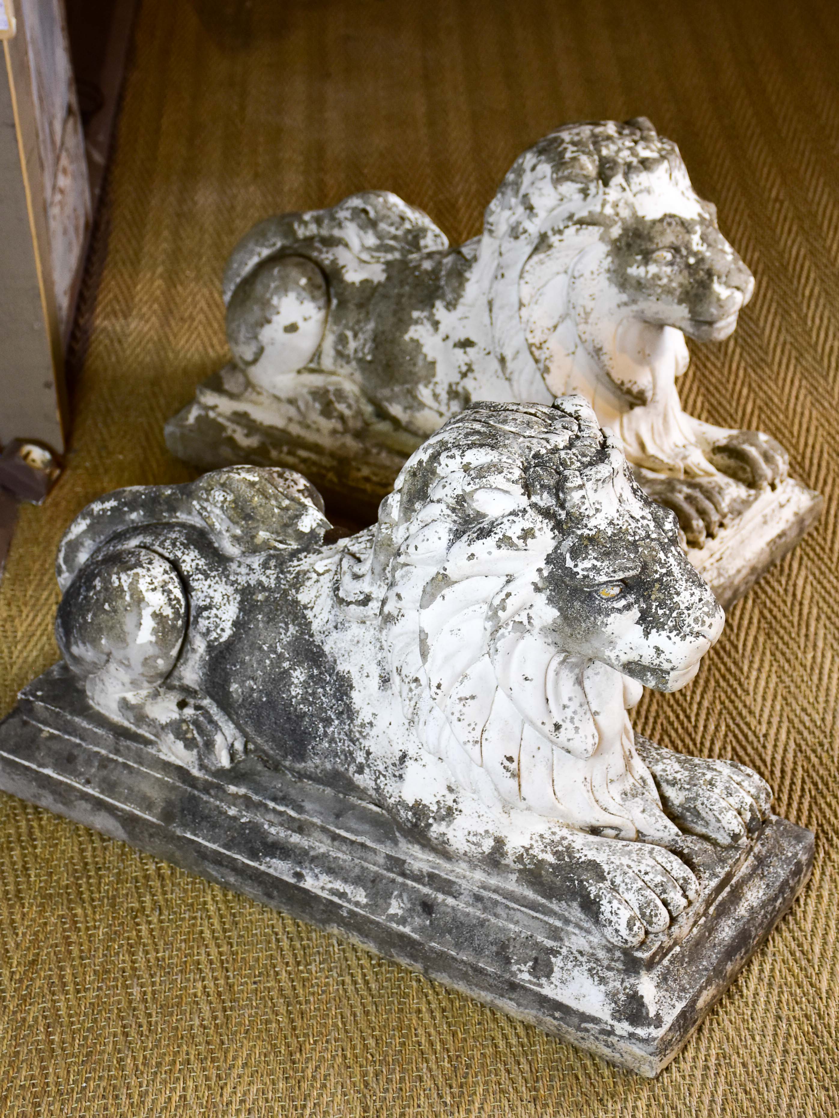 Pair of antique French garden lions