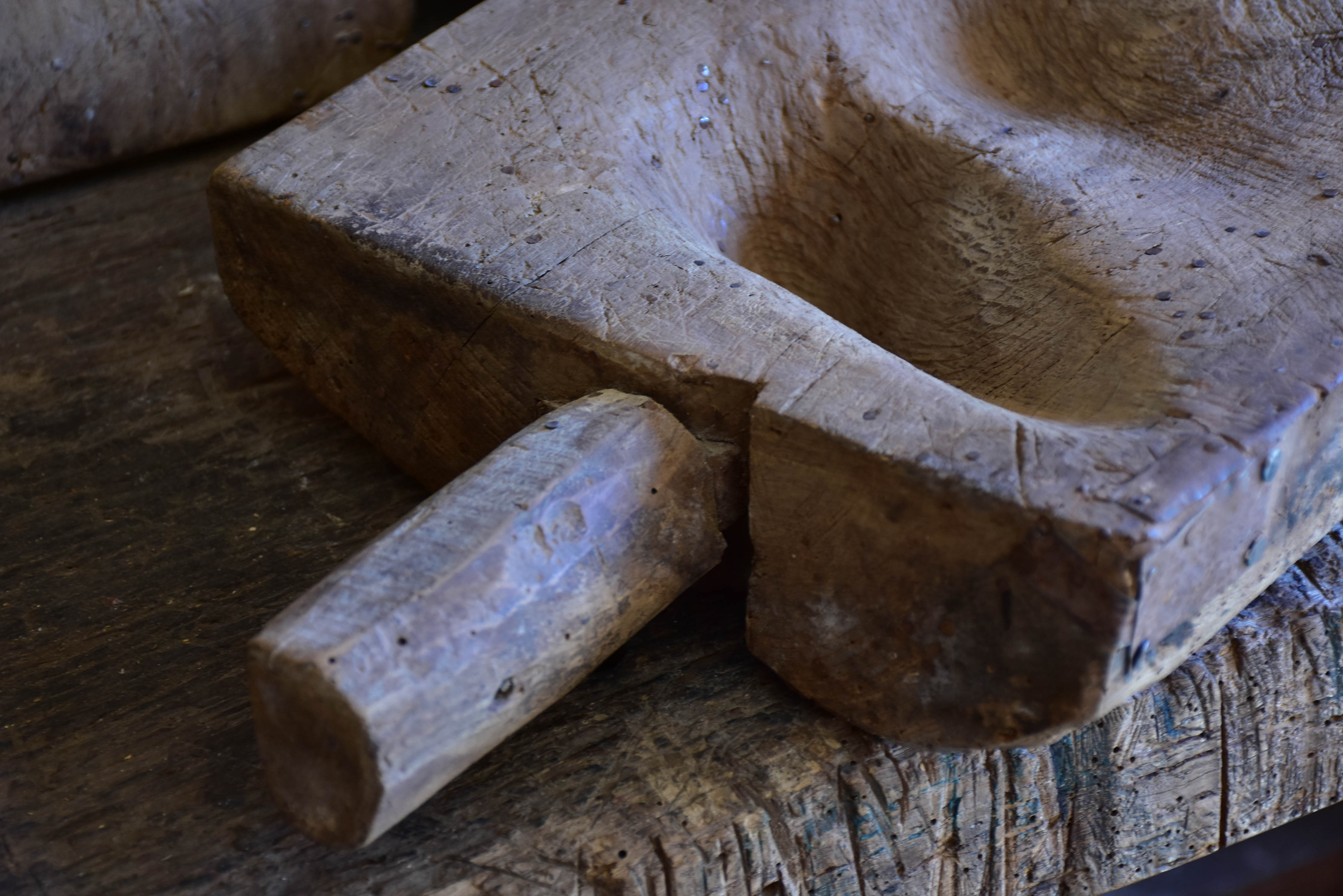 Antique French cutting board for garlic and herbs