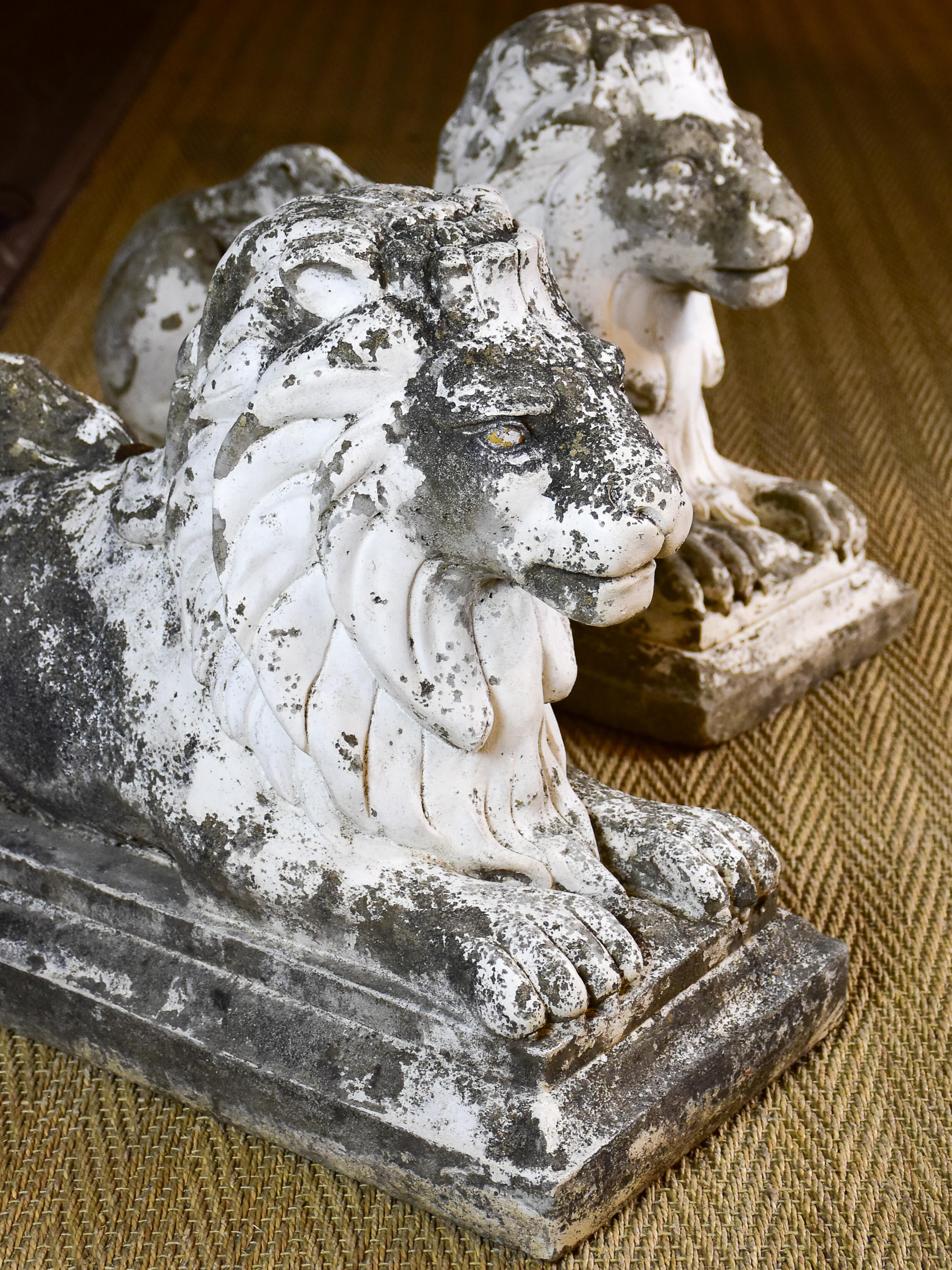 Pair of antique French garden lions