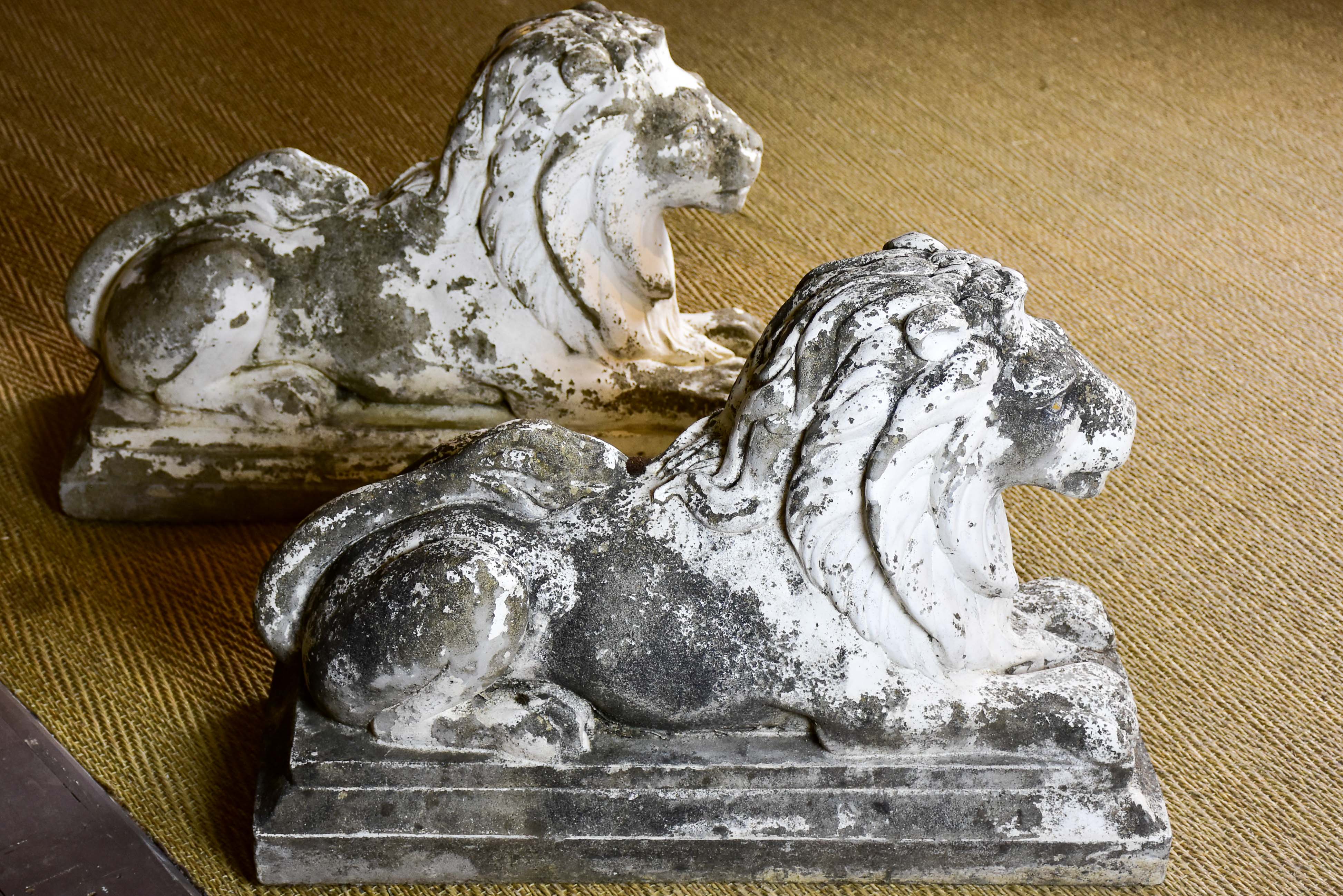 Pair of antique French garden lions