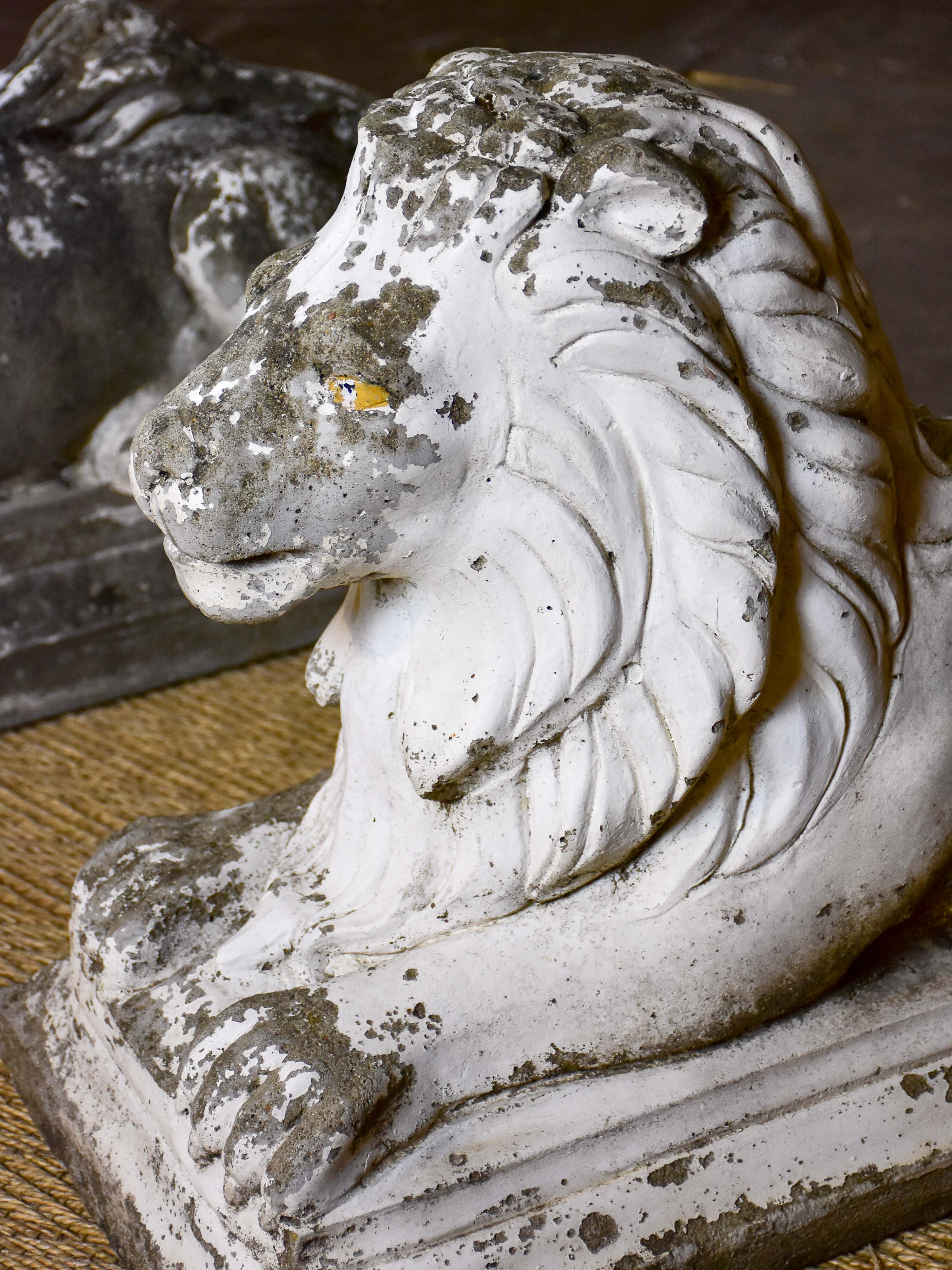 Pair of antique French garden lions