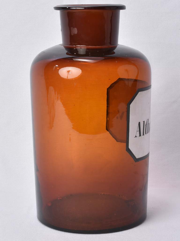 Large antique apothecary jar - amber glass 13"