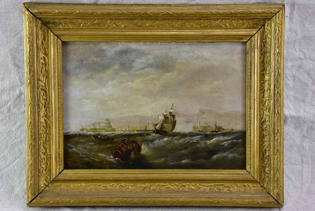 Victorian oil on canvas - marine scene signed E. Hayes 1854 19" x 15"