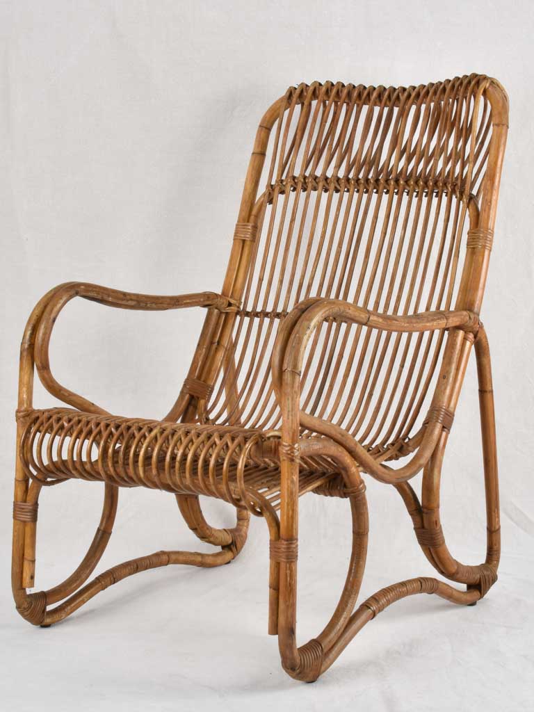 Pair of large rattan armchairs - Italian 1950s