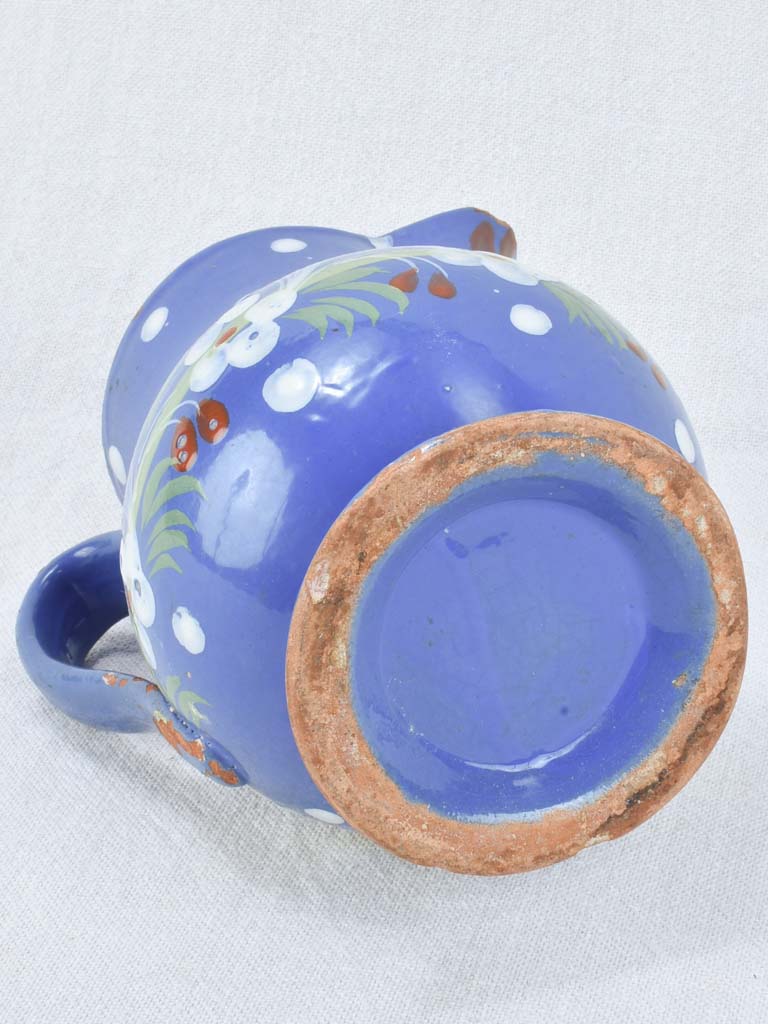 Handpainted pitcher - blue and white with flowers