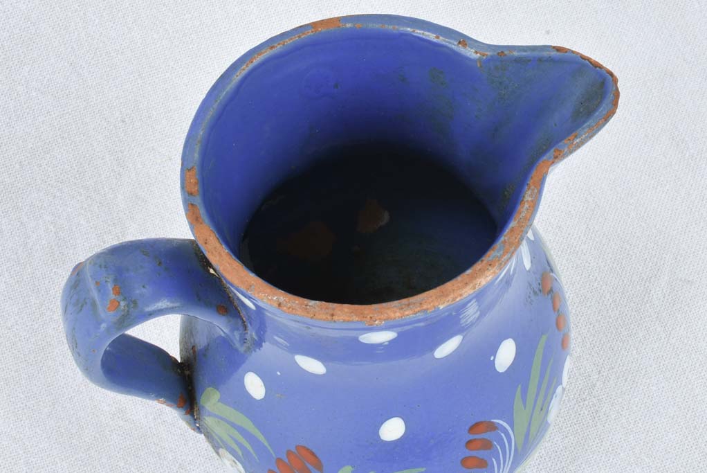 Handpainted pitcher - blue and white with flowers