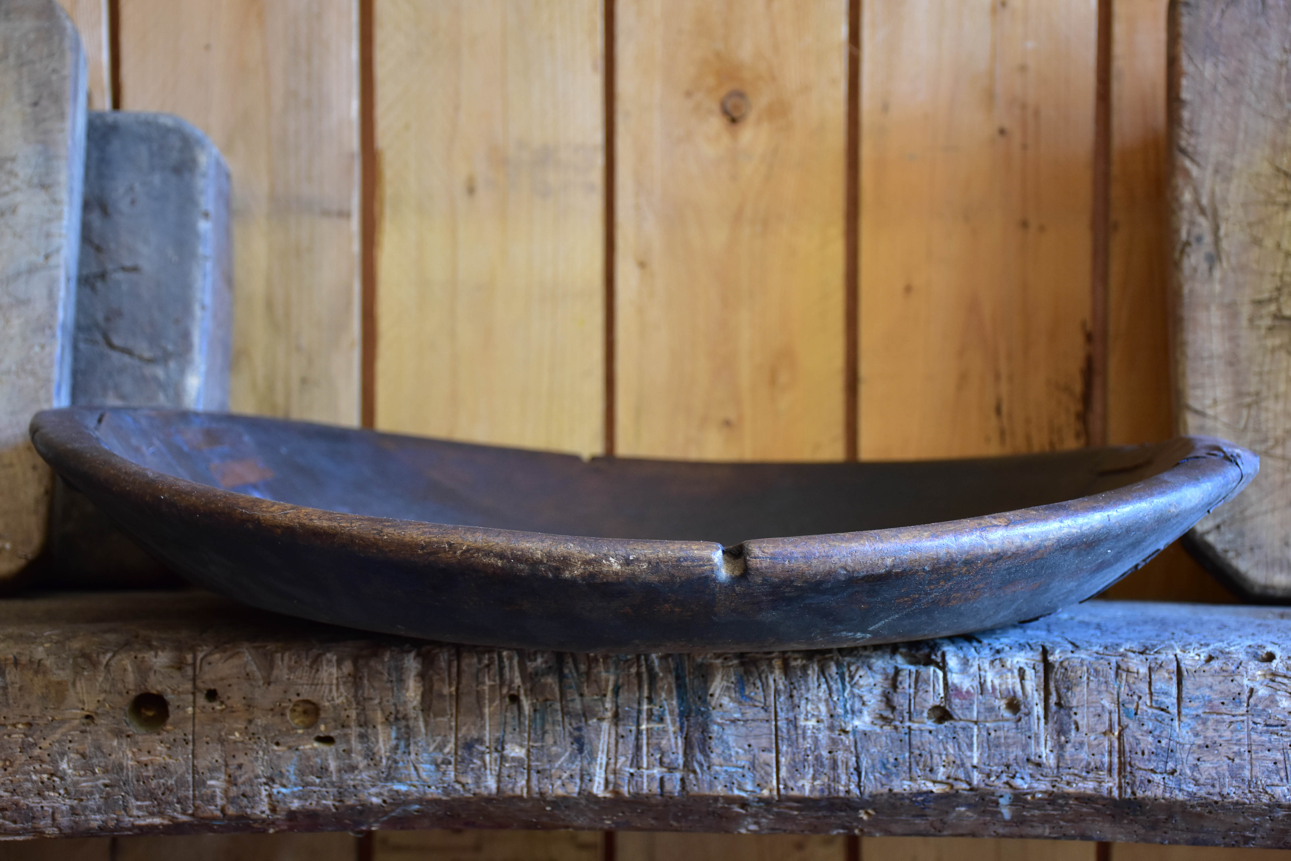 Large antique rustic bowl 1/2