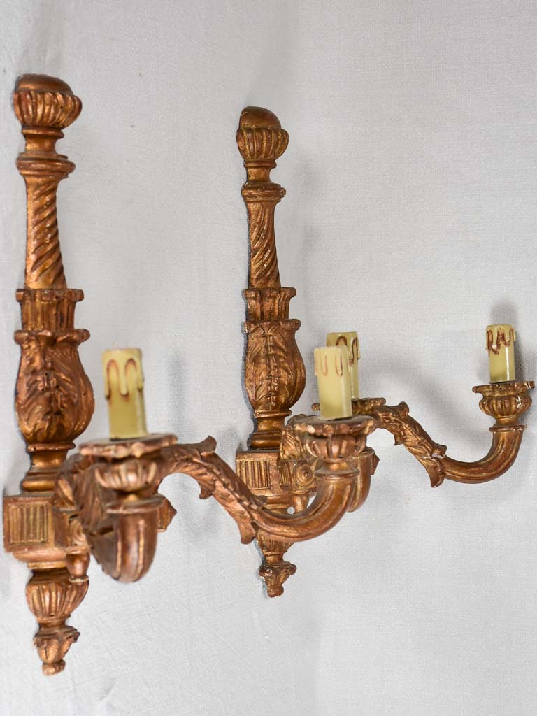 Gilt finish Louis XVI wall sconces