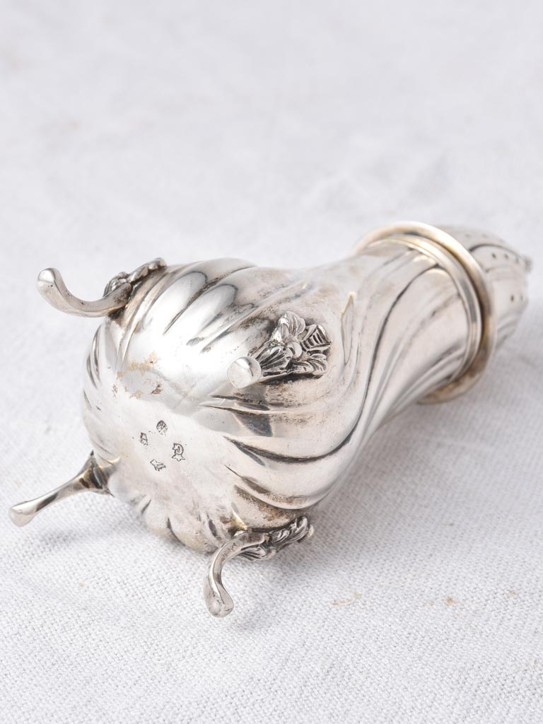 18th-Century French Poinçon Silver Sugar shaker - spiral 6¾"