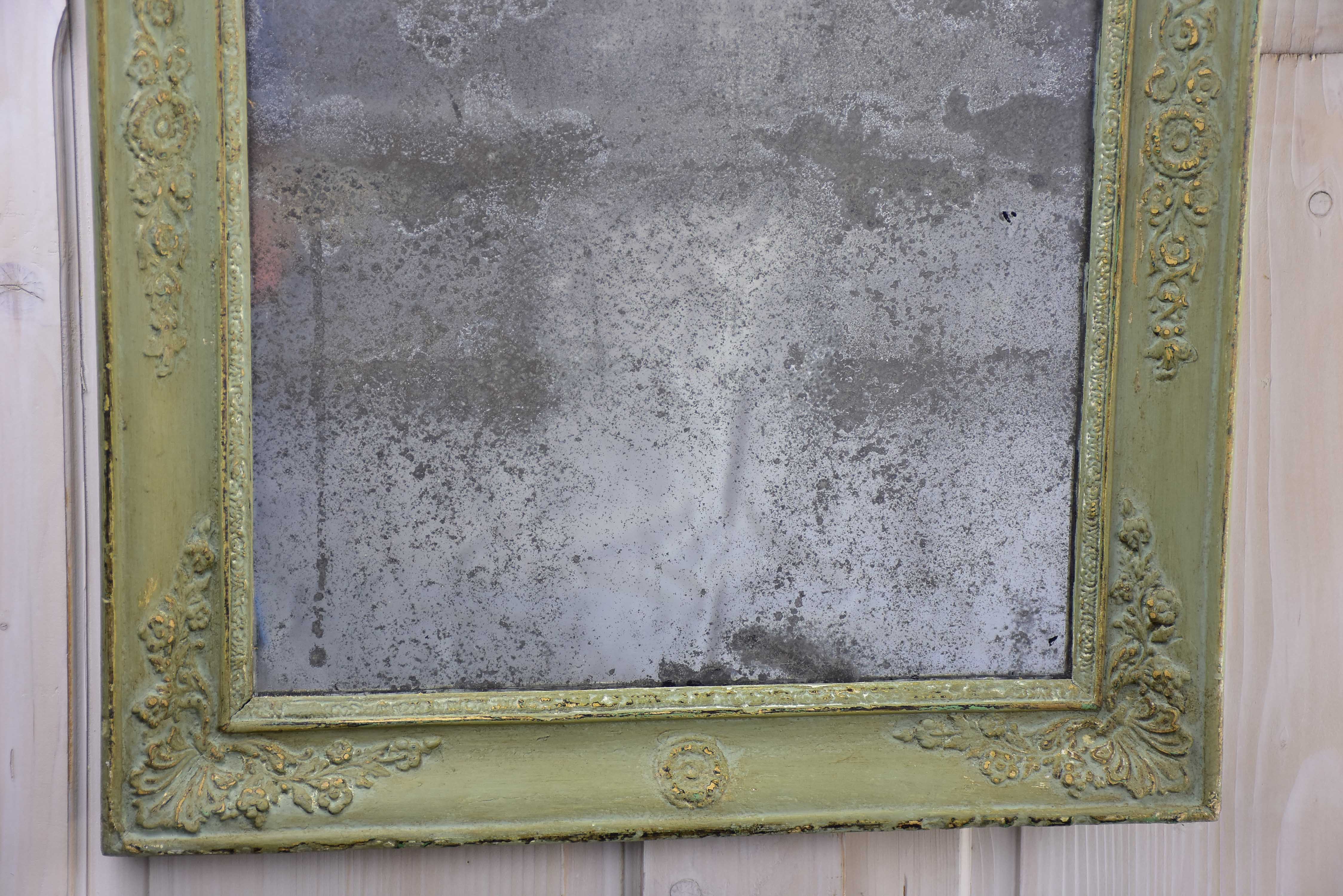 Antique French Directoire mirror with green patina 20 ¾'' x 26”