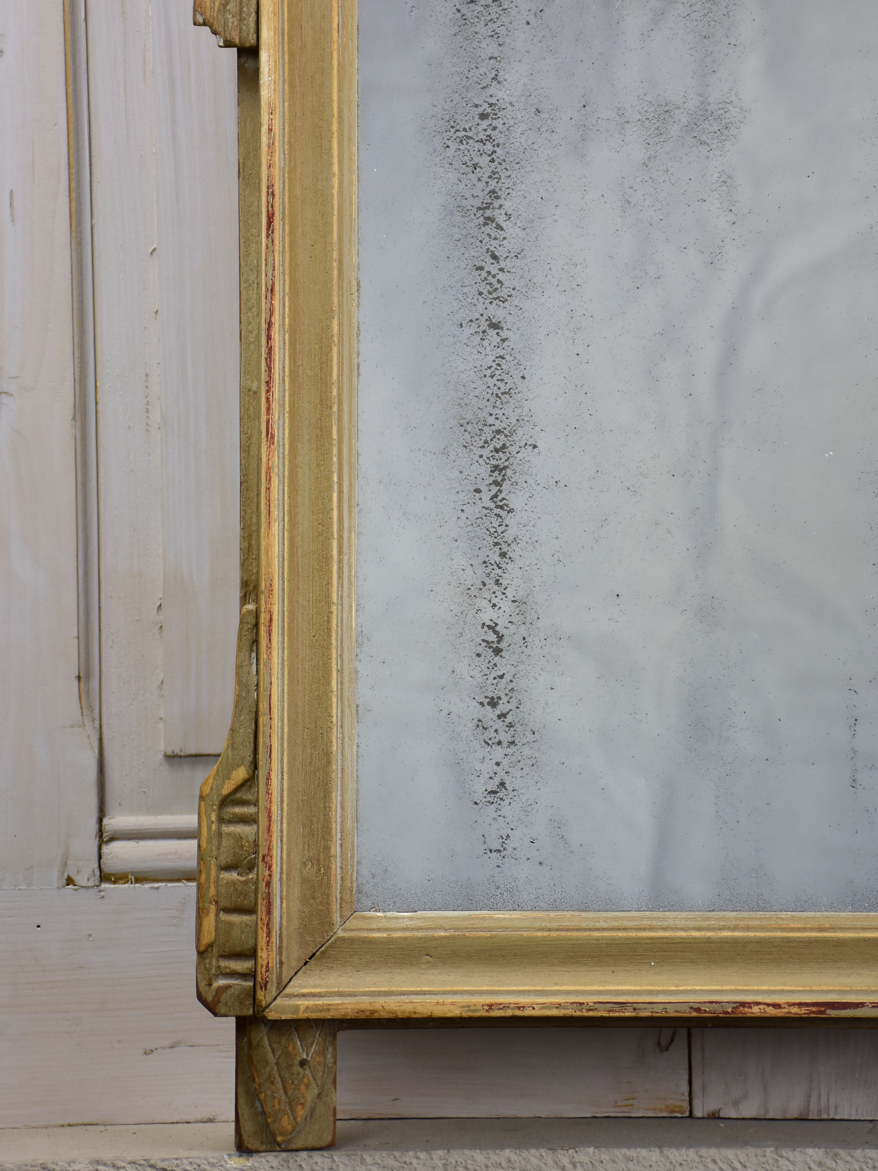 Louis XVI mirror with pediment 20” x 34 ¼''