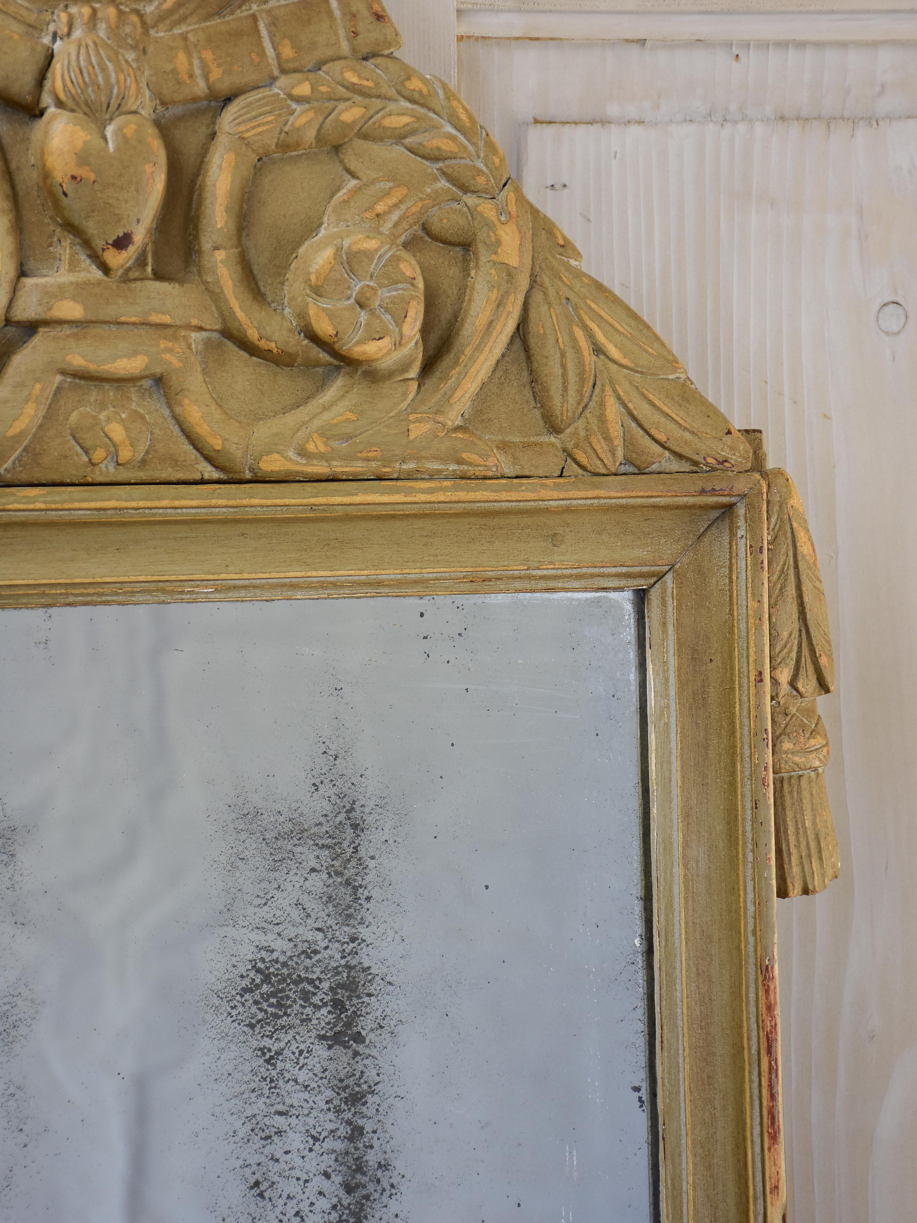 Louis XVI mirror with pediment 20” x 34 ¼''