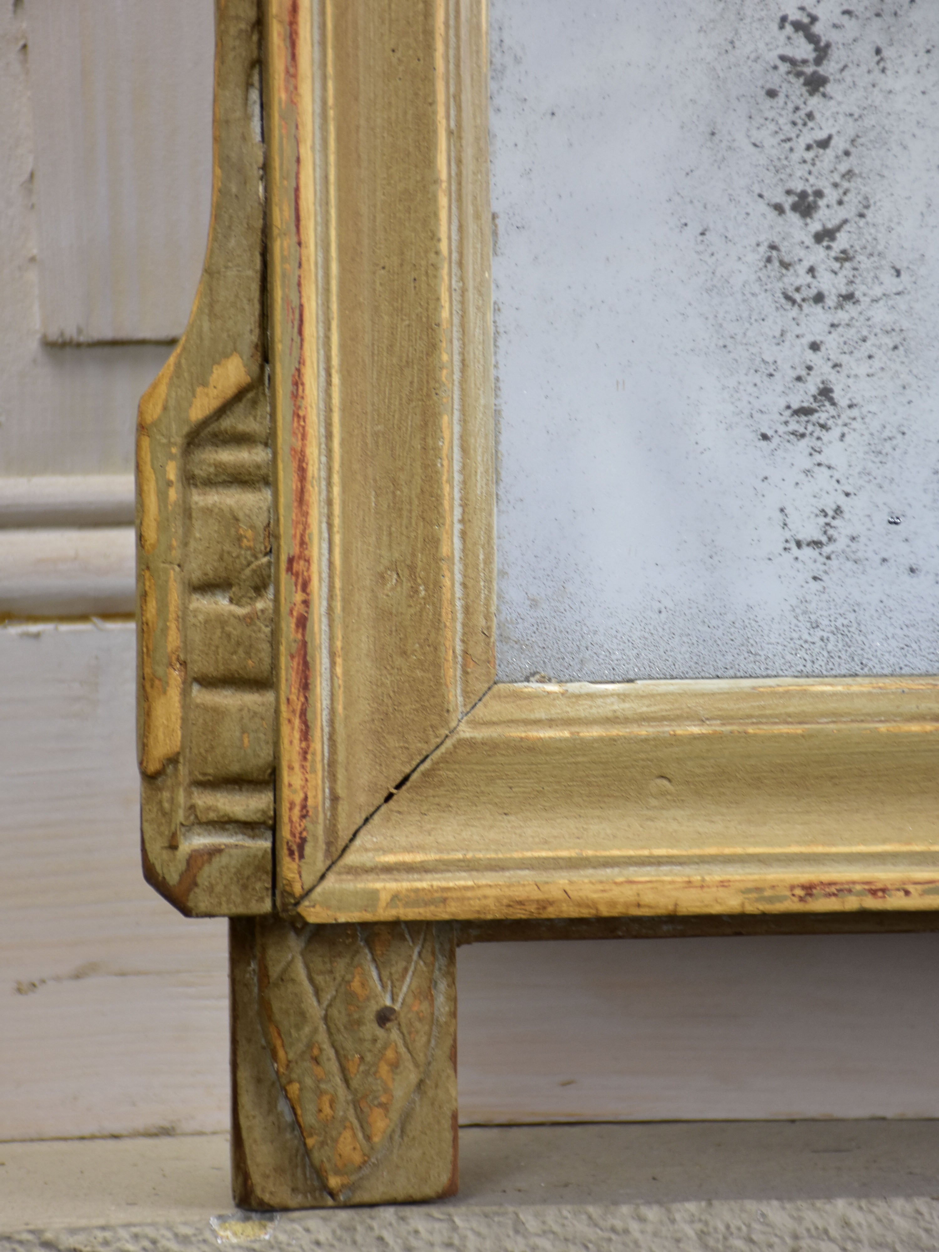 Louis XVI mirror with pediment 20” x 34 ¼''