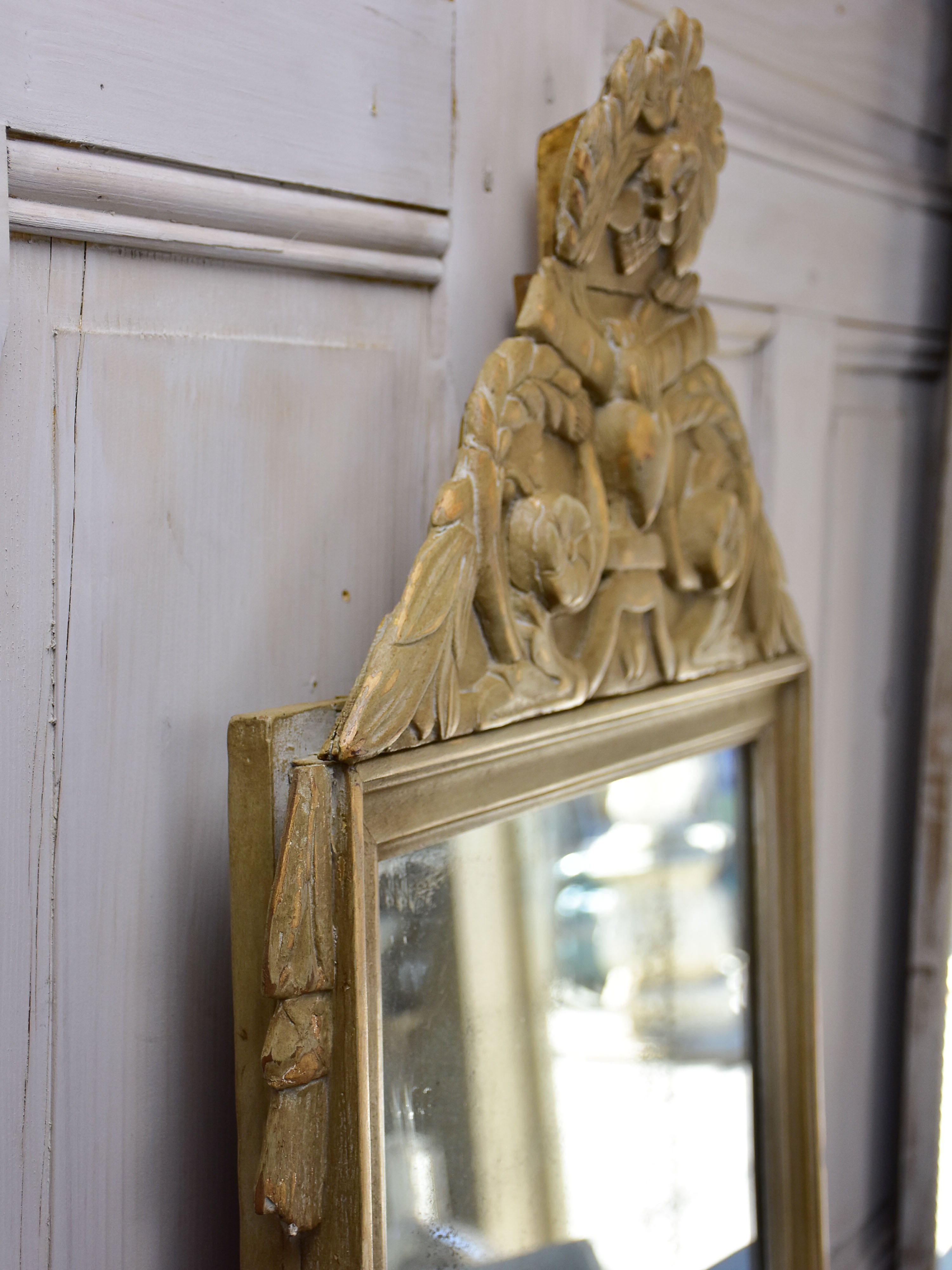 Louis XVI mirror with pediment 20” x 34 ¼''