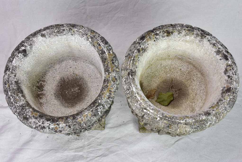 Pair of vintage French planters - reconstituted stone 15"