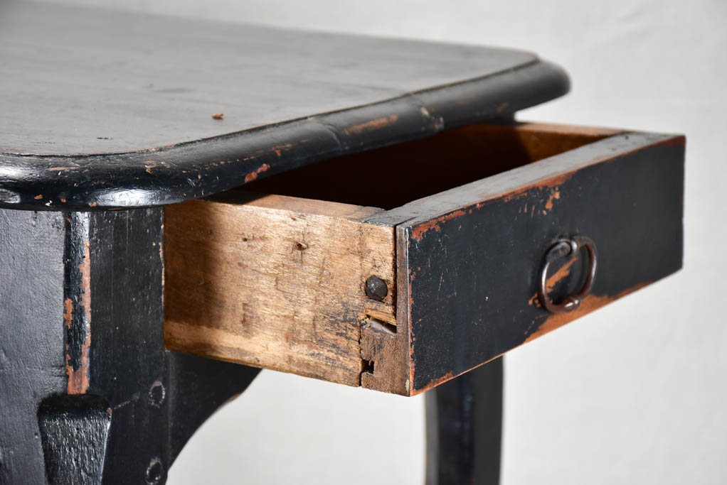 18th-century Louis XV desk with side drawer and black paint finish