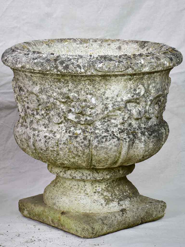 Pair of vintage French planters - reconstituted stone 15"