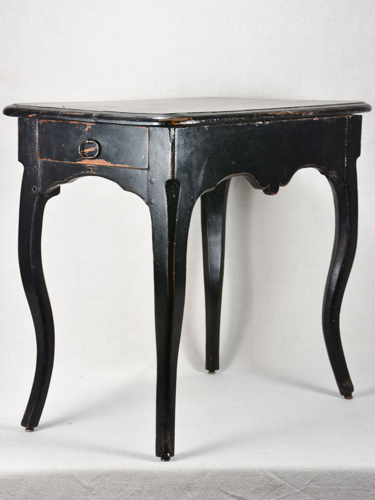 18th-century Louis XV desk with side drawer and black paint finish